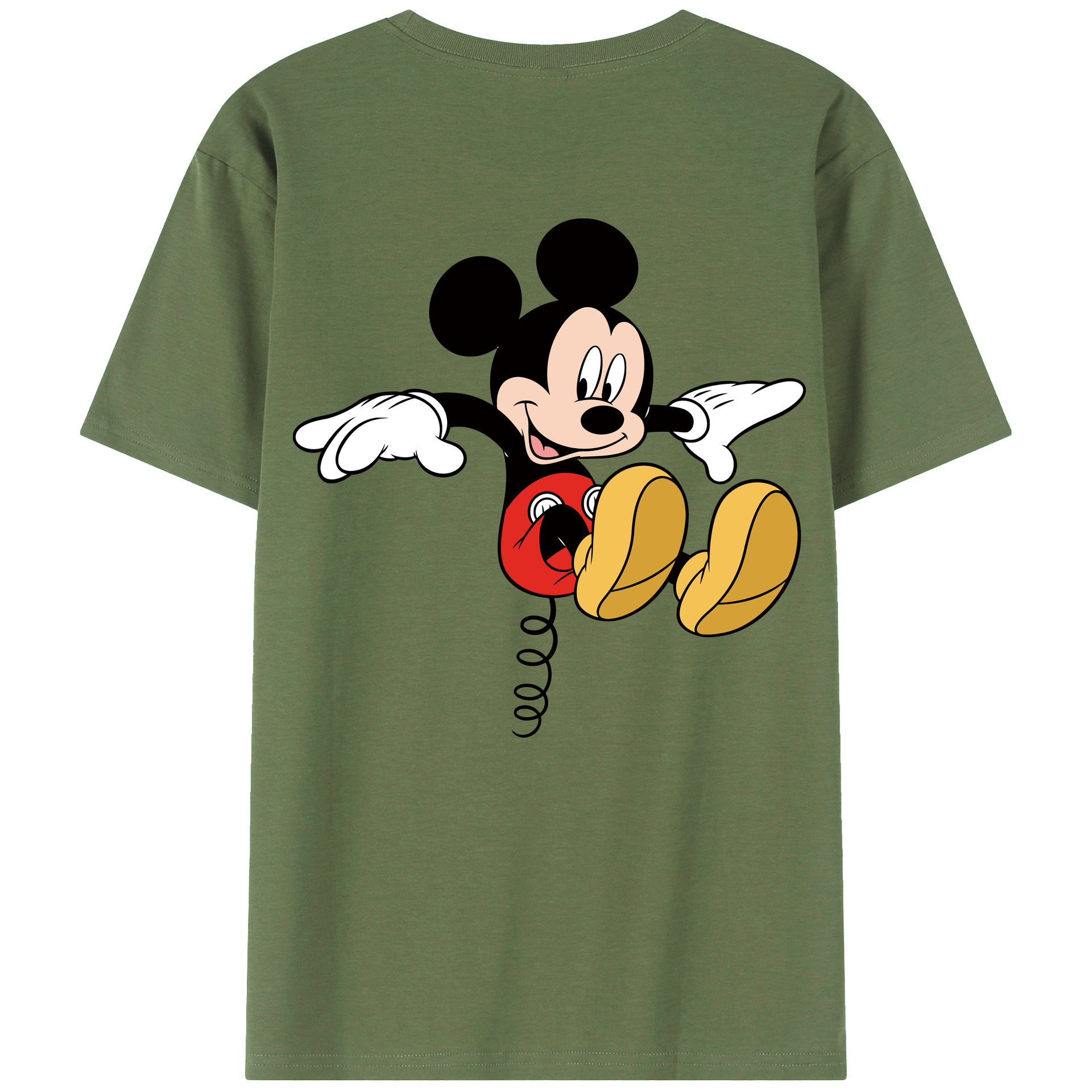 ミッキーマウス Mickey Mouse 綿100％ メンズ半袖Tシャツ（バックプリント） 通気性